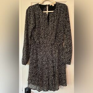 Michael Kors Black and Beige Long Sleeve Dress Size M